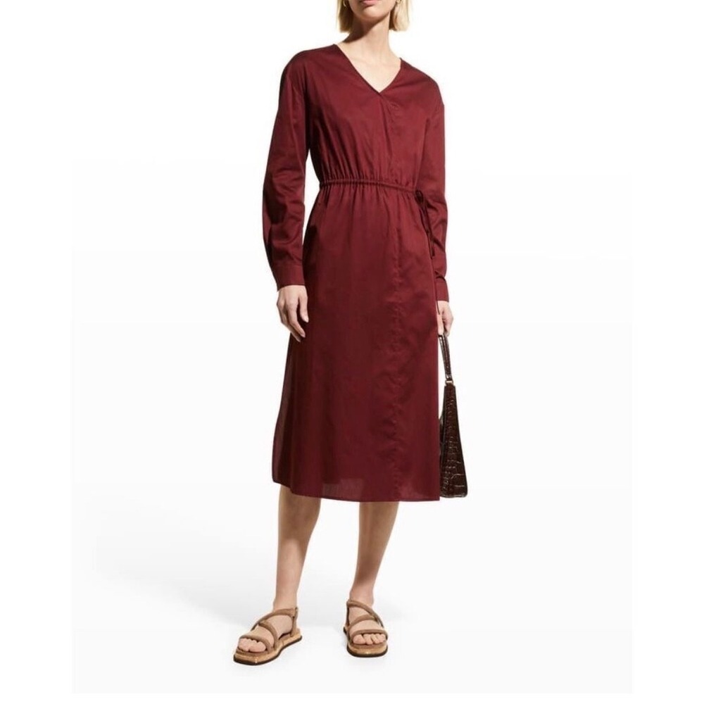 Harshman Belinda Burgundy Tie Cinch Midi Dress 1X
